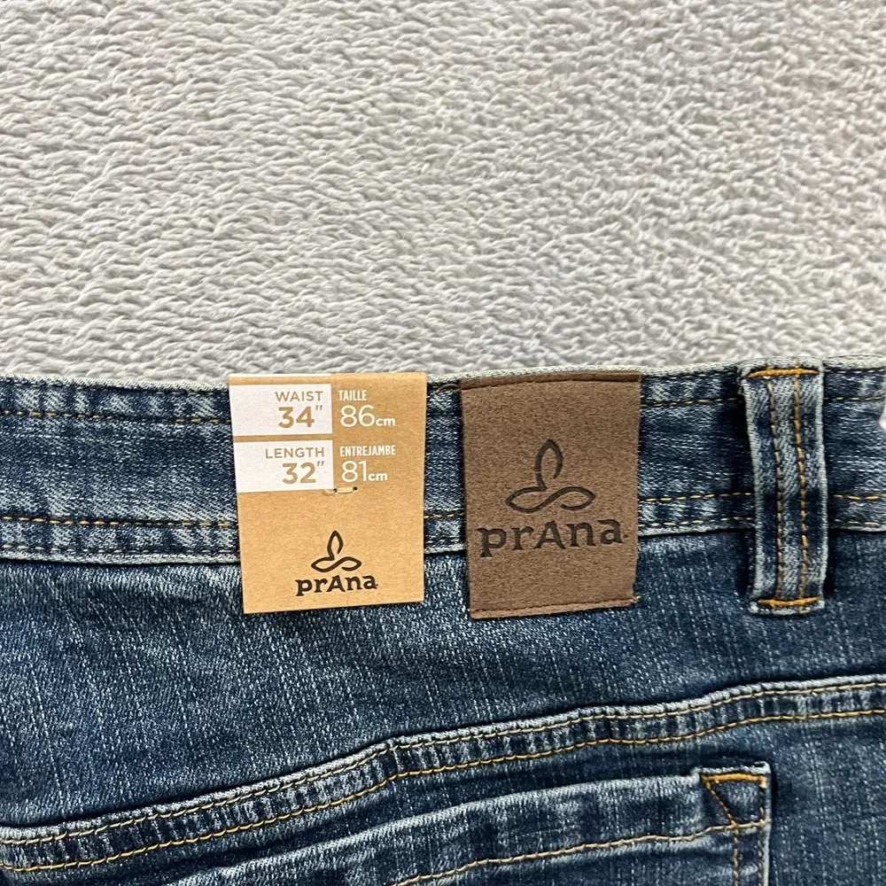 Prana Axiom Straight Leg Jeans Men 34x32 Denim Antique Stone Blue Cotton Y2K
